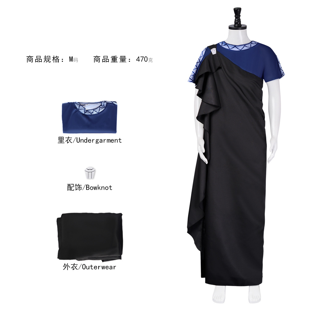 Anime Cosplay For Couples - 漫画映画メガラハデスコスプレ衣装衣装男性女性ドレス黒 Tシャツローブカーニバルカップルロールプレイスーツ