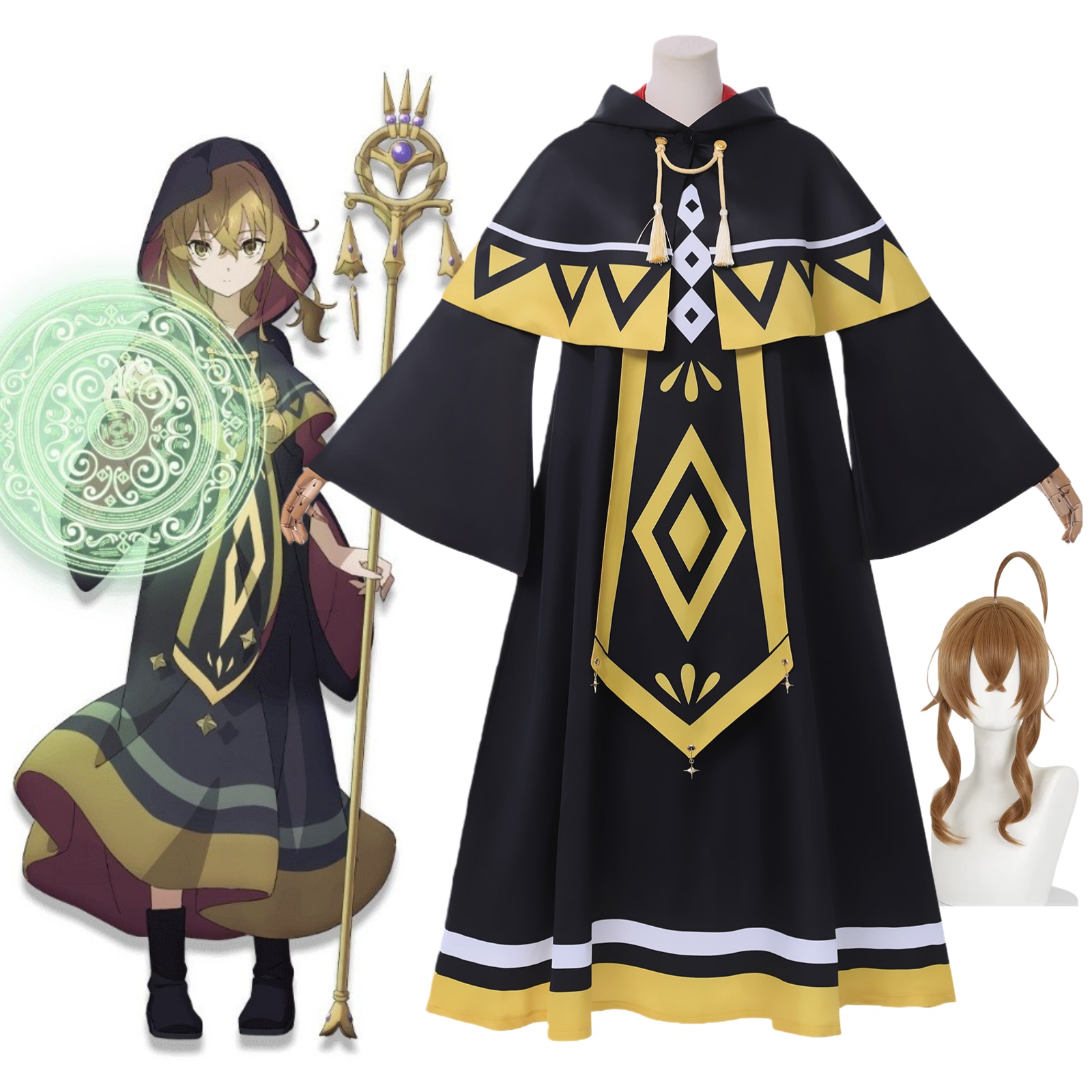 Anime Cosplay Mujer - アニメ秘密の静かな魔女モニカエベレットコスプレ衣装ウィッグ女性クリスマスハロウィンパーティー服