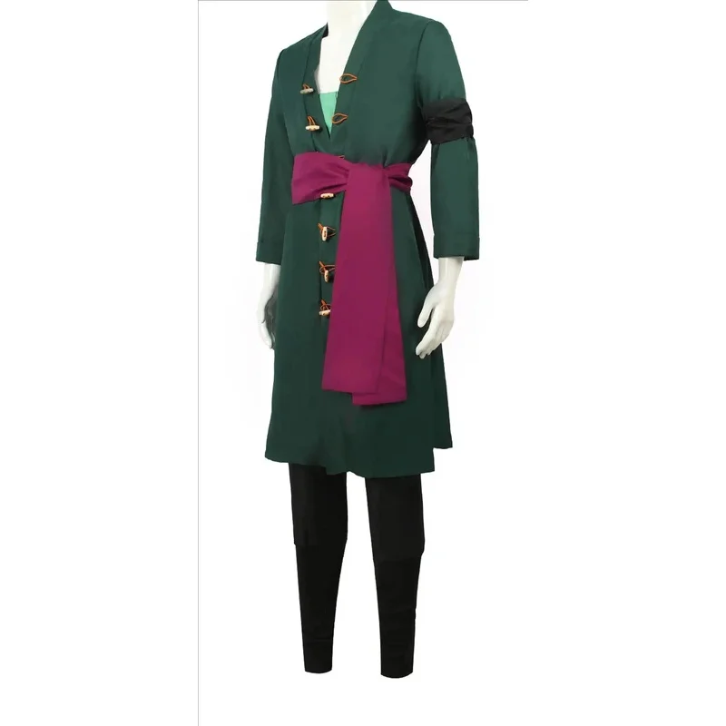 Anime Marin Cosplay - アニメロロノアコスプレ衣装制服グリーンコートベルトパンツヘッドスカーフロロノア・ゾロウィッグハロウィン男性