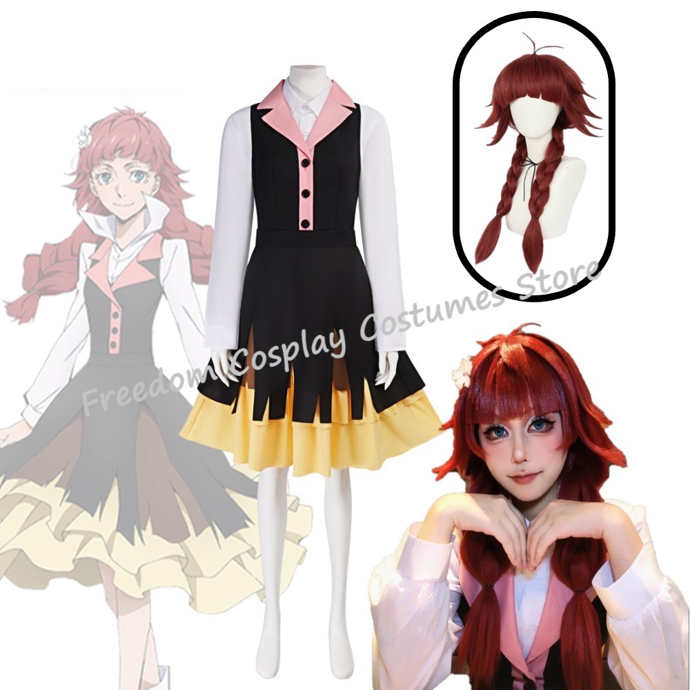 Anime Cosplay Mujer - アニメ Bungo 野良犬ルーシーモードモンゴメリーコスプレ衣装かつらドレスハロウィンカーニバルパーティードレッシング女性のための