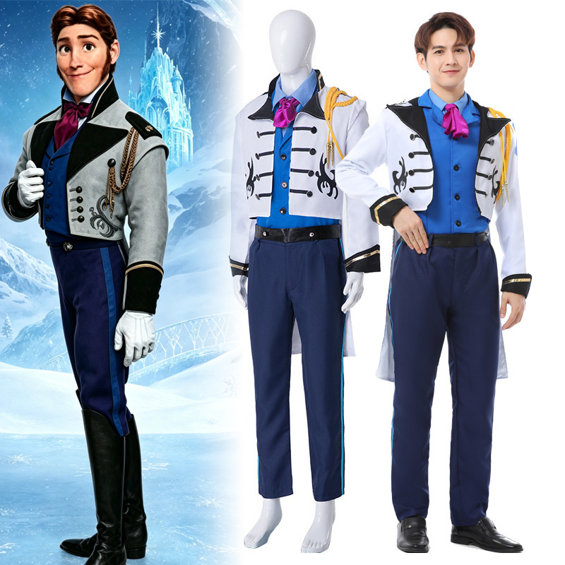 Anime Cosplay Romance - ハロウィンパーティー雪の女王氷と雪のロマンス服王子ハンスアナと雪の女王コスプレ衣装成人男性用制服スーツ
