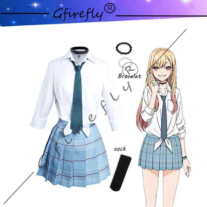 Anime Marin Cosplay - マイドレスアップダーリンマリンキタガワアニメコスプレ衣装、制服、スカート衣装、ウィッグとブレスレット、ハロウィンカーニバルスーツ、小道具