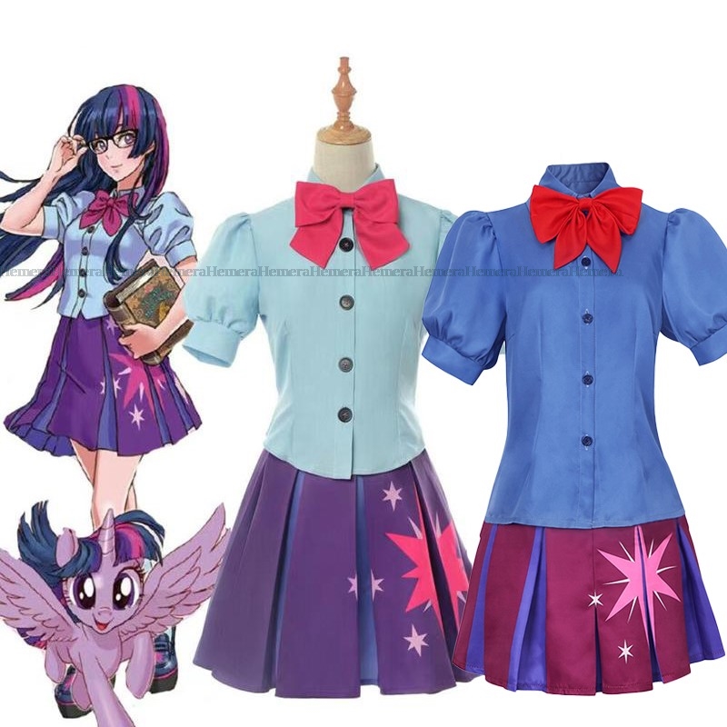 Anime Cosplay Little Girl - 女の子のための小さなポニーのコスプレ衣装,トワイライトウィッグ,プリンセススカート,ユニフォームスーツ,子供のためのハロウィーンパーティーの衣装