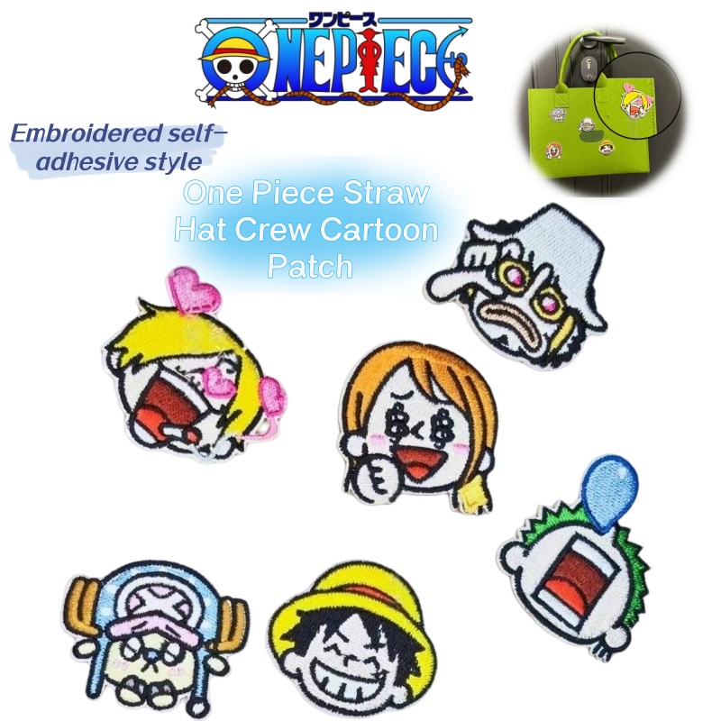 Anime Cosplay For Couples - ワンピース麦わら帽子の一味アニメ漫画生地パッチ、かわいい刺繍、自己粘着性、色褪せない、カップル装飾パッチ
