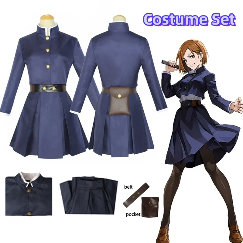Anime Cosplay Jujutsu Kaisen - アニメ呪術廻戦コスプレ衣装釘崎野薔薇タトゥー女の子女性ドレス制服フルセット