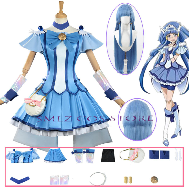 Anime Cosplay Outfits For Women - キュアビューティーコスプレアニメスマイルグリッターブリーズキュアコスチュームドレスウィッグセットハロウィンパーティープレイ衣装女性用