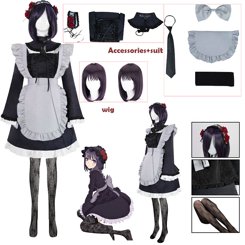 Anime Marin Cosplay - コミックマイドレスアップダールコスプレ衣装北川マリンガールウィッグストッキングドレスセクシーメイド制服フルセットハロウィンカーニバル用