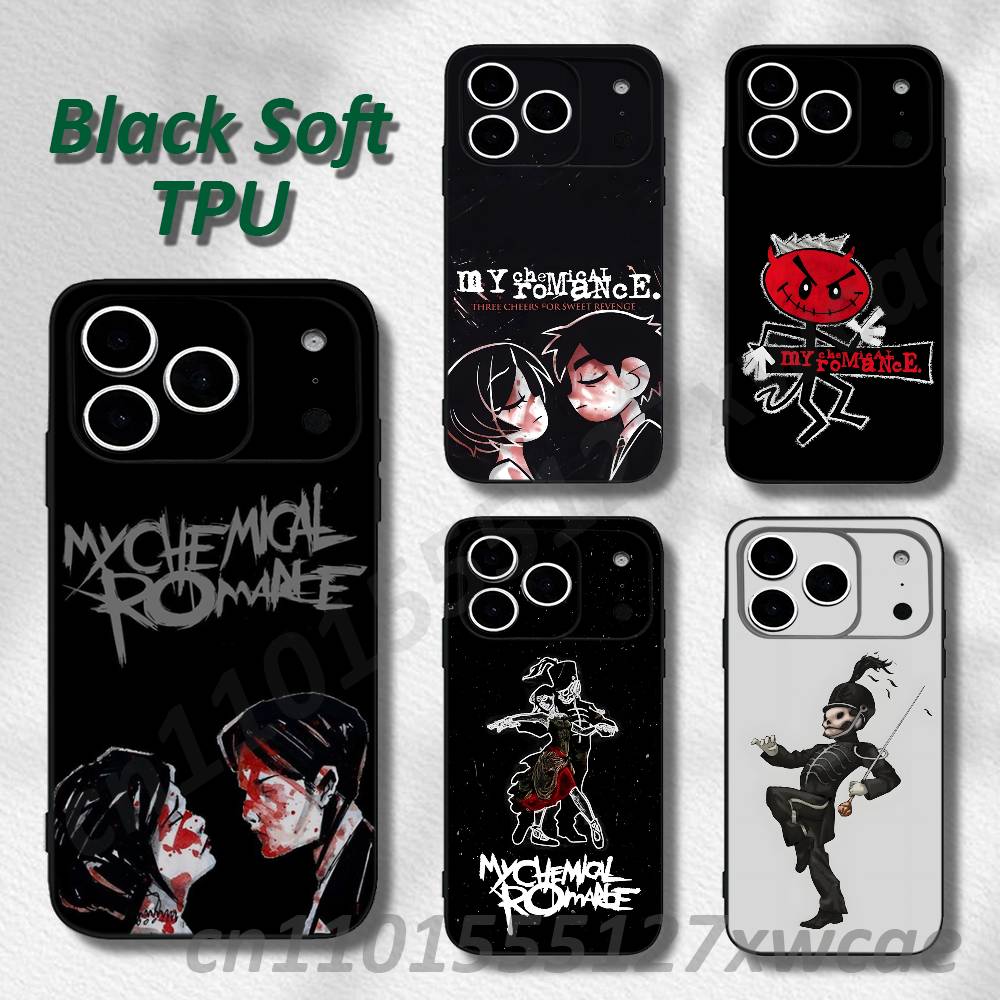 Anime Cosplay Romance - MCR マイ C-ケミカルロマンス 電話ケース iPhone 15、16、17、13、14、11、12、Pro、Max、Plus、E、Air、Mini