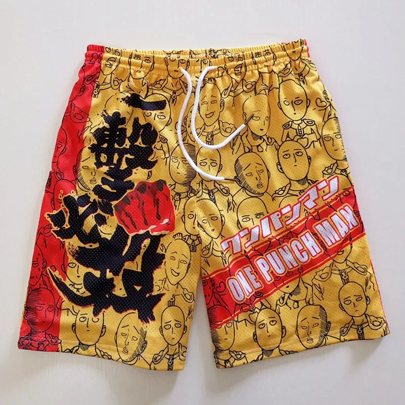 Anime Cosplay One Punch Man - アニメワンパンチサイタマショーツアイレット生地コスプレ夏ビーチマンパンツ NM34