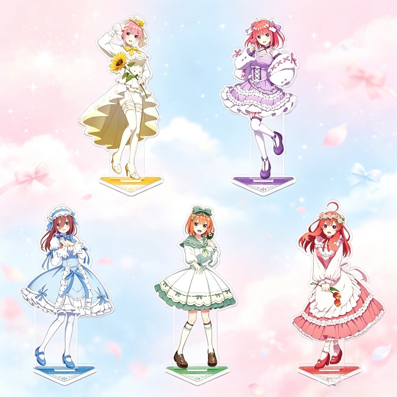 Quintuplets Anime Cosplay - 五等分の花嫁 ロリータ風アクリルスタンド 中野一花 ニノミク アニメフィギュア デスクオーナメント