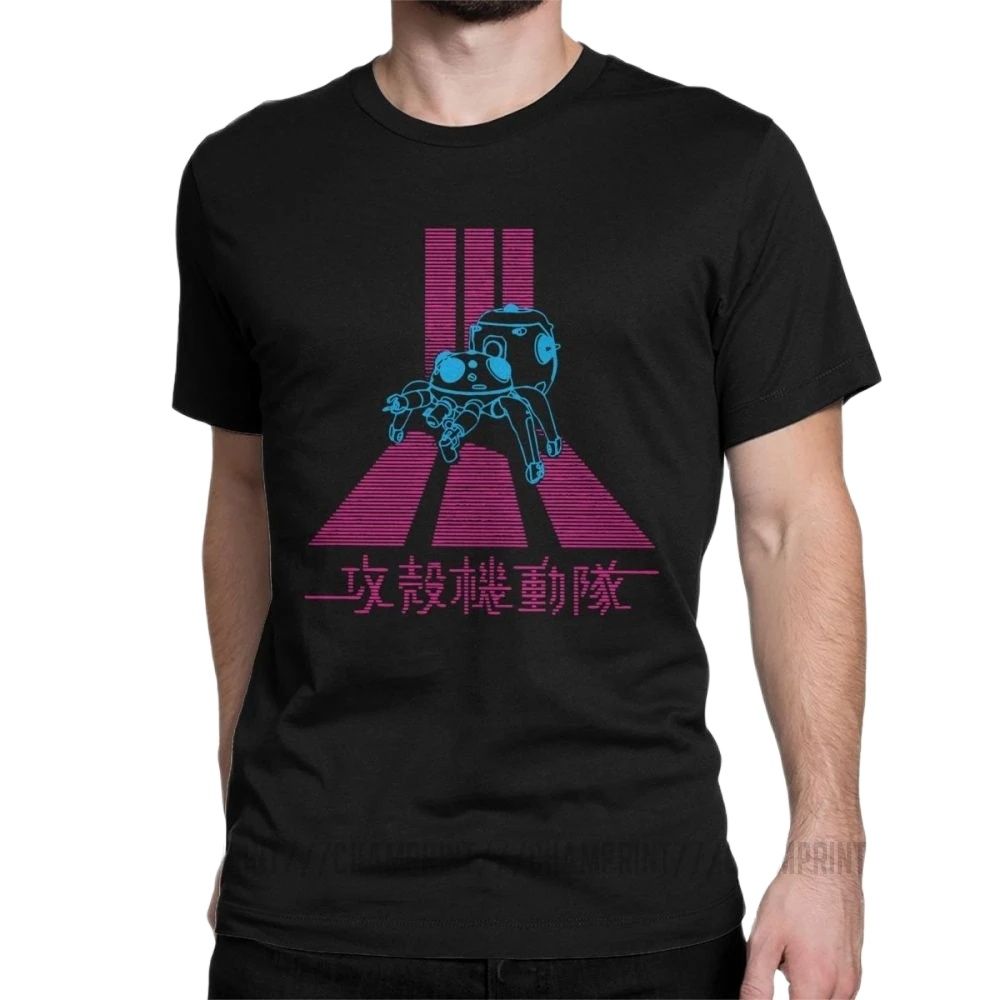 Anime Cosplay Ideas Male - ヴィンテージゴーストシェルgits tachikoma tシャツ男性の綿tシャツアニメbatou半袖tシャツギフトアイデアトップス