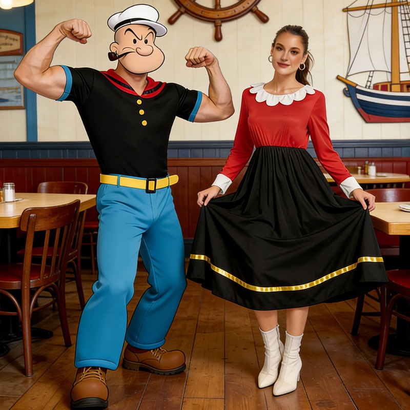 Anime Cosplay For Couples - 新しいカーニバルコスプレ衣装カップルクラシック漫画ポパイスーツレトロテーマパーティーロールプレイング衣装大人女性男性用