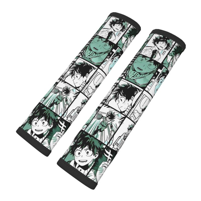 My Hero Academia Belt - 僕のヒーローアカデミア コラージュ アニメ カーシートベルトカバー ソフトで快適なショルダーストラップパッド ユニバーサルカーアクセサリー