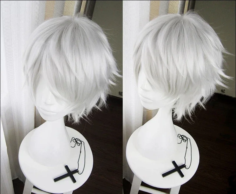 アニメ東京グールカネキケン合成かつらショートシルバーホワイト - Anime Cosplay Tokyo Ghoul のレビューと価格