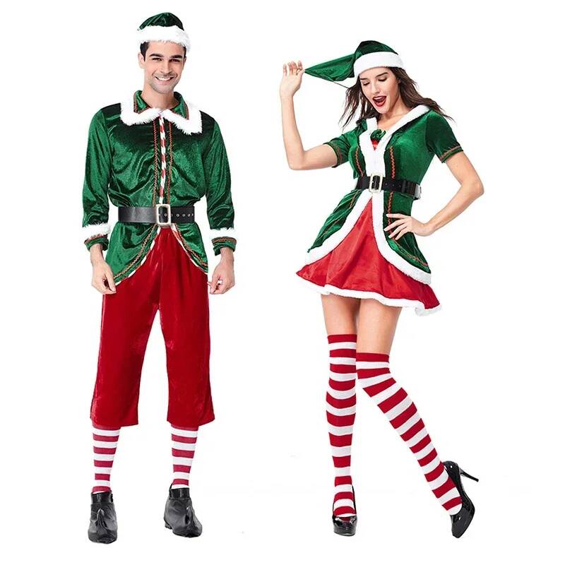 サンタクロースのコスプレ衣装クリスマスグリーンクリスマスエル - Anime Cosplay For Couples のレビューと価格
