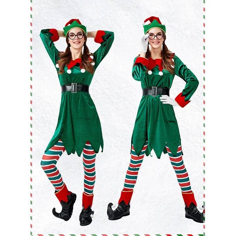 サンタクロースのコスプレ衣装クリスマスグリーンクリスマスエル - Anime Cosplay For Couples のレビューと価格