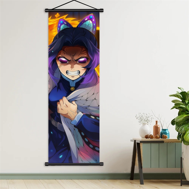 胡蝶しのぶ デーモンスレイヤーアートファブリック掛け軸、アニ - Anime Cosplay Props のレビューと価格