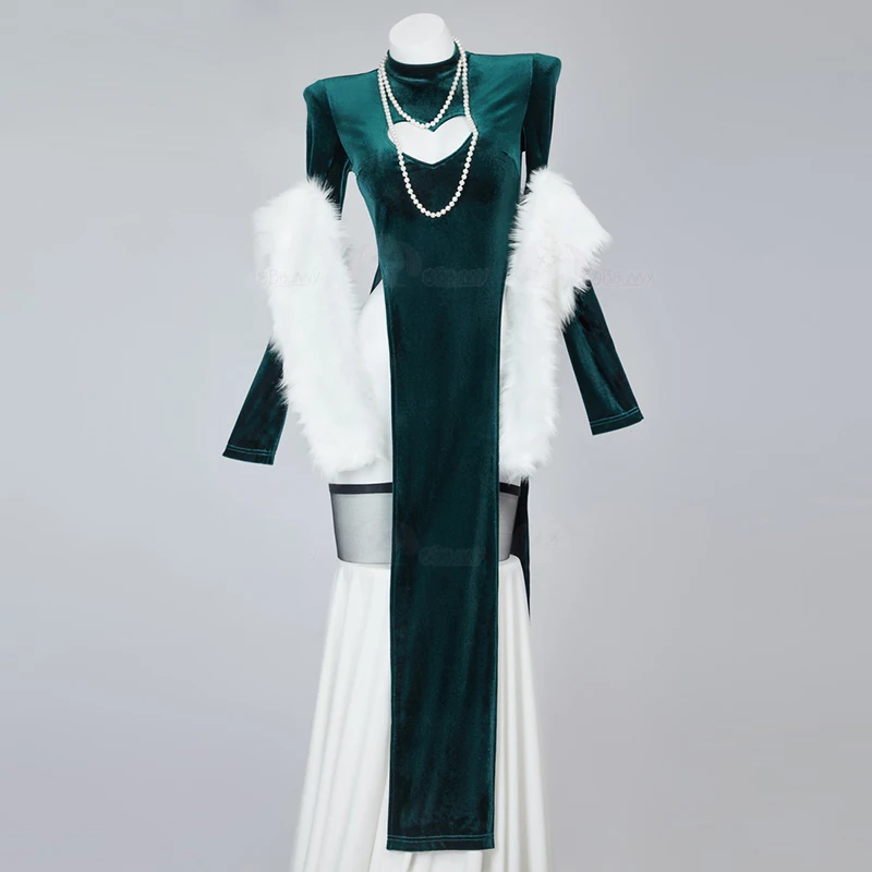 セクシーなベルベットの毛皮のようなケープドレスとネックレス付 - Anime Cosplay One Punch Man のレビューと価格
