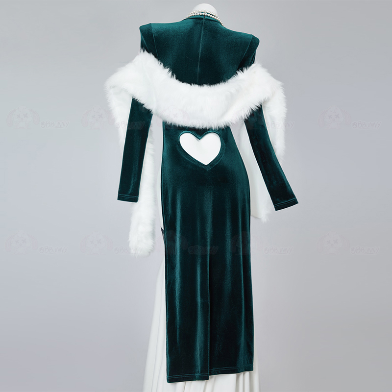 セクシーなベルベットの毛皮のようなケープドレスとネックレス付 - Anime Cosplay One Punch Man のレビューと価格
