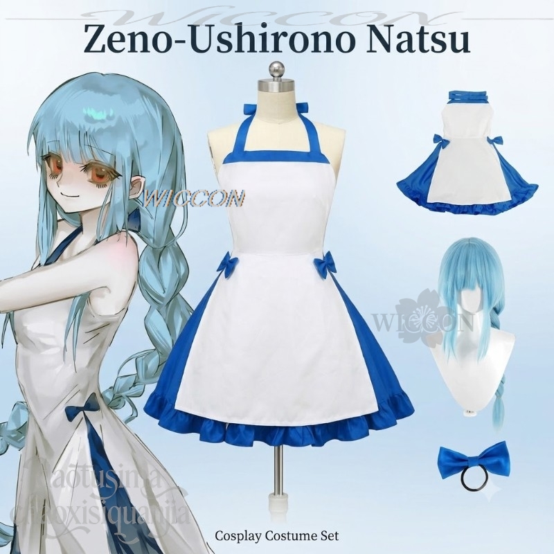 アニメゲームゼノコスプレ宇志野野夏コスチューム青白ドレスロリ - Zenos Anime Cosplay のレビューと価格