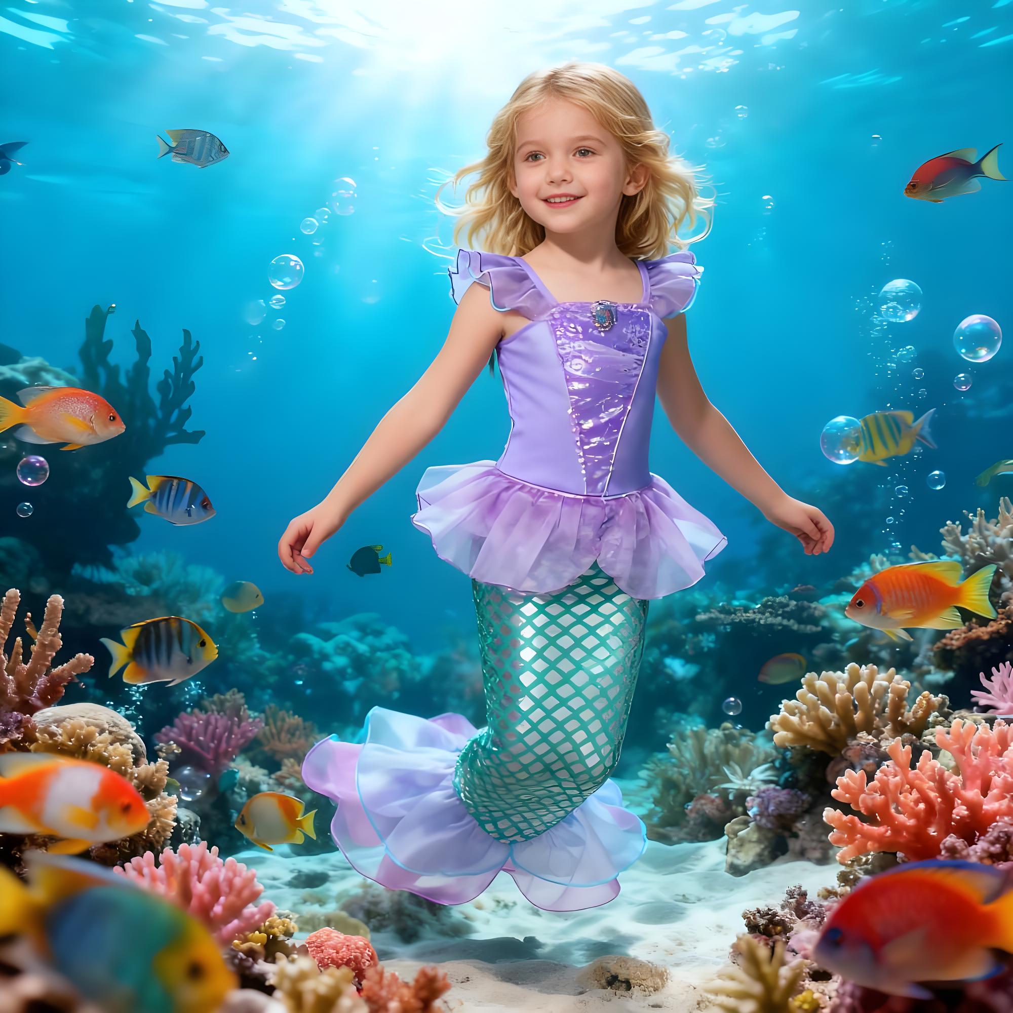 夏マーメイド誕生日パーティードレス女の子かわいい衣装カーニバ - Anime Cosplay Little Girl のレビューと価格